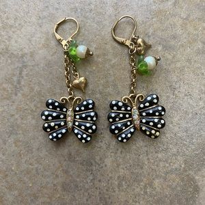 Betsey Johnson black butterfly dangle earrings